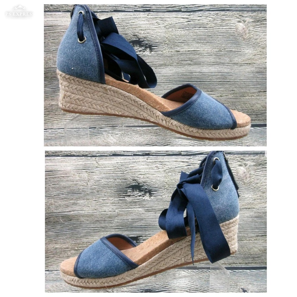 ❌SOLD Ugg Amell Wedge Denim Chambray Sandals - Picture 4 of 8